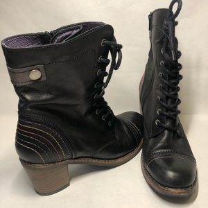 TAOS Combat Black Leather Rainbow Boots